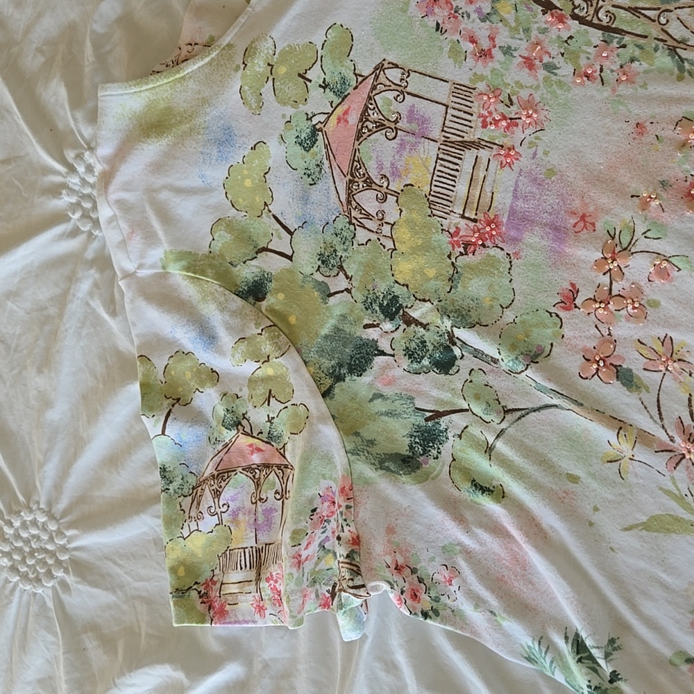 Short Sleeve Colorful Floral Top - Picture 5 of 8